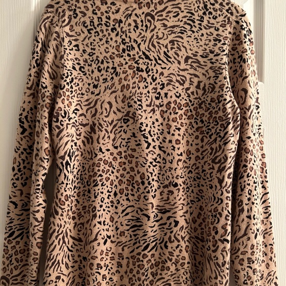 Charter Club 2-Ply 100% Cashmere Animal Print Cardigan Sweater Size Large - Picture 4 of 8
